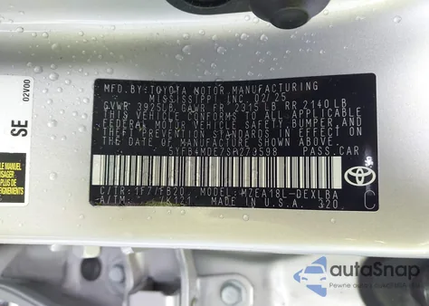 2025 Toyota Corolla Le from USA, damaged, VIN 5YFB4MDE7SP273598